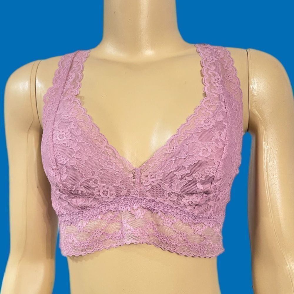 Victoria’s Secret floral lace racerback Unlined bralette bra mauve Medium